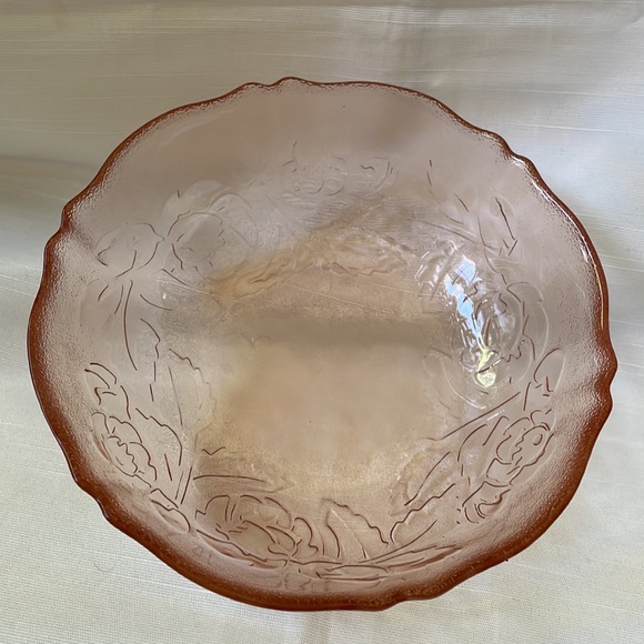 Vintage Dining Vintage Pink Depression Glass Bowl Rose Flower Pattern 6 Diameter Poshmark